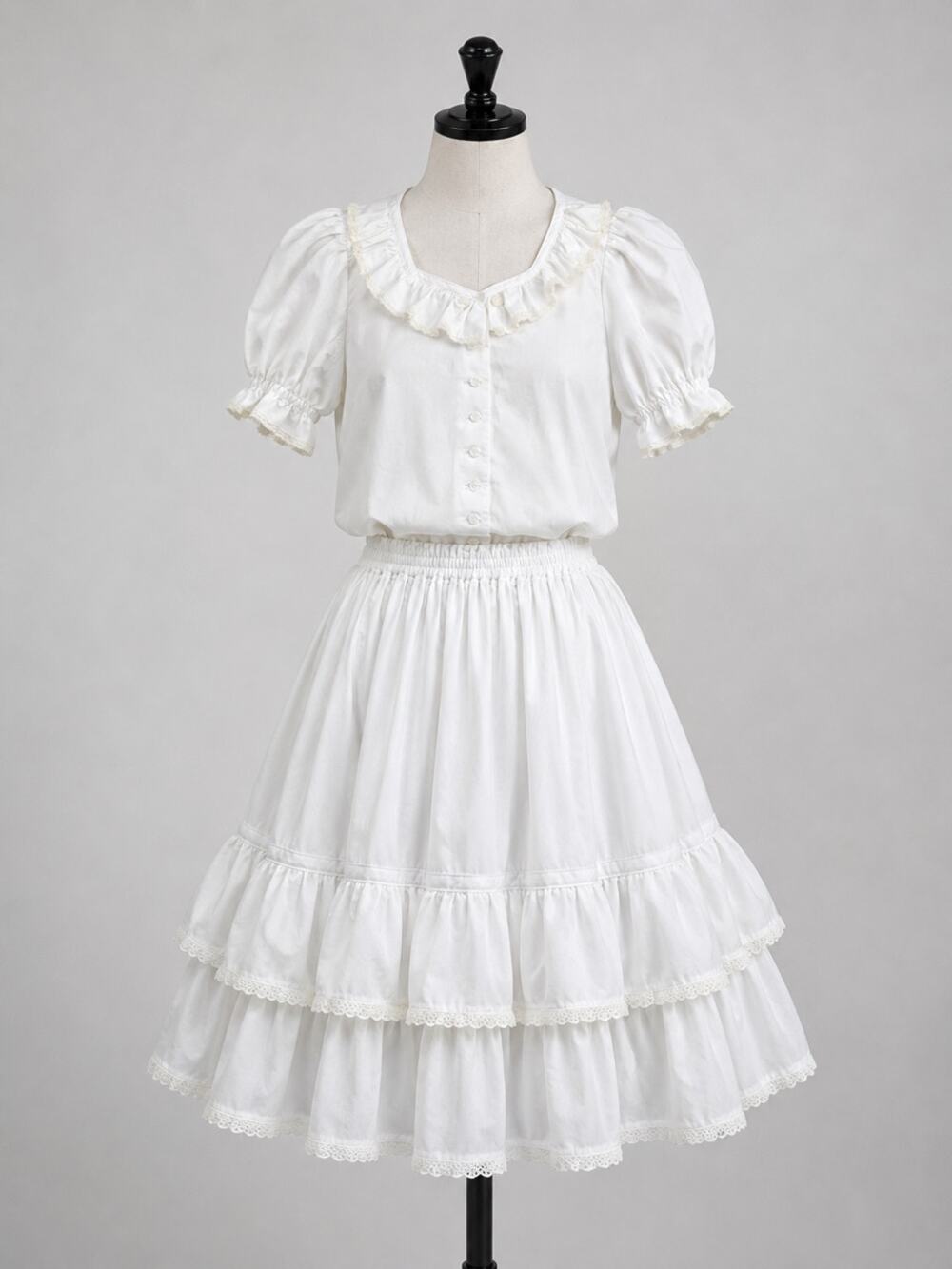 Handmade Prairie Square Dance Outfit Changeable Bow Ribbon Set White Small